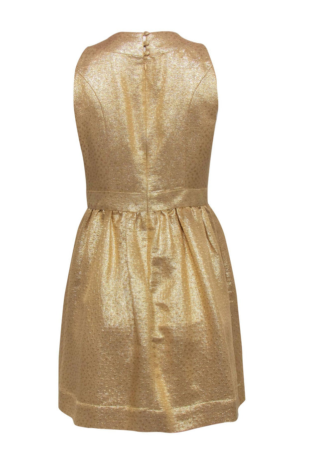 Current Boutique-Shoshanna - Gold Brocade Dress w/ Green & Golden Sequins Sz 6