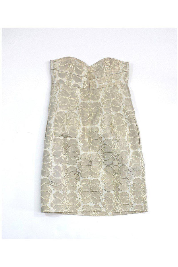 Current Boutique-Shoshanna - Gold Metallic Floral Strapless Dress Sz 0