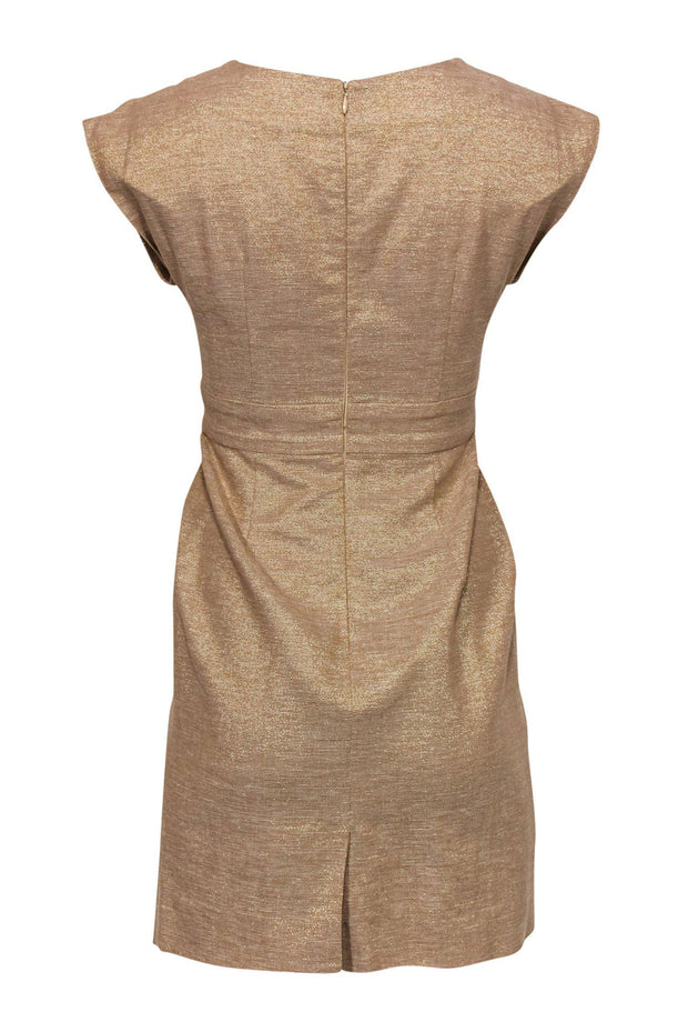 Current Boutique-Shoshanna - Gold Metallic Sheath Dress w/ Pleats Sz 0
