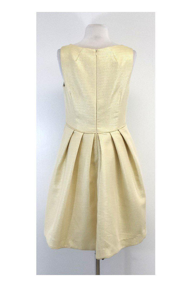 Current Boutique-Shoshanna - Gold Textured Sleeveless Pleated Dress Sz 8