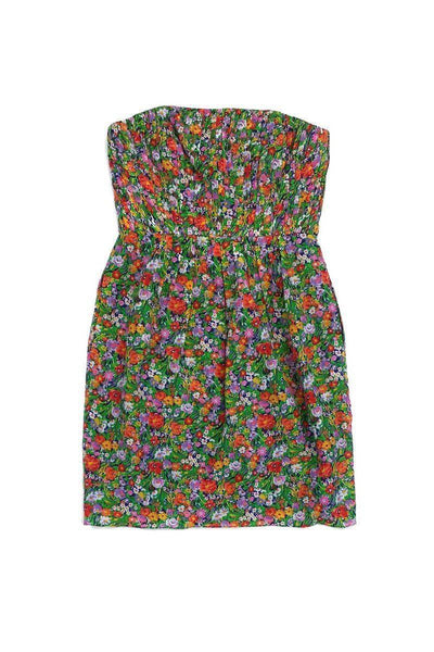 Current Boutique-Shoshanna - Green Floral Print Strapless Dress Sz 0