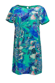 Current Boutique-Shoshanna - Green Silk Abstract Shirt Dress Sz 8