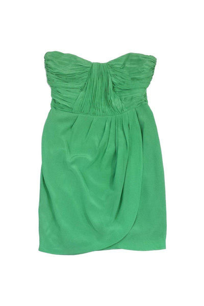 Current Boutique-Shoshanna - Green Silk Strapless Dress Sz 8