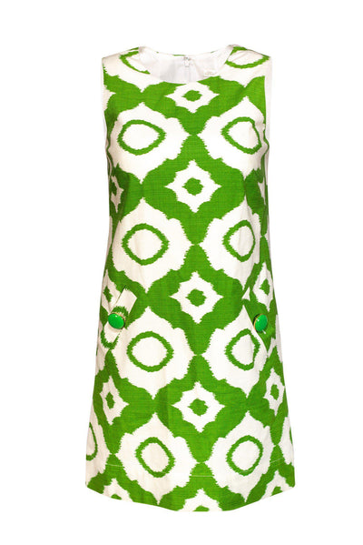 Current Boutique-Shoshanna - Green & White Abstract Dress Sz 4