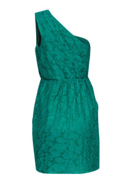 Current Boutique-Shoshanna - Kelly Green Pleated One-Shoulder Cocktail Dress Sz 8