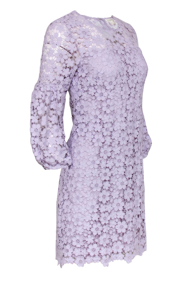 Current Boutique-Shoshanna - Lilac Floral Lace Puff Sleeve Shift Dress Sz 2