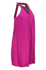 Current Boutique-Shoshanna - Magenta Silk Shift Dress w/ Jeweled Neckline Sz 2
