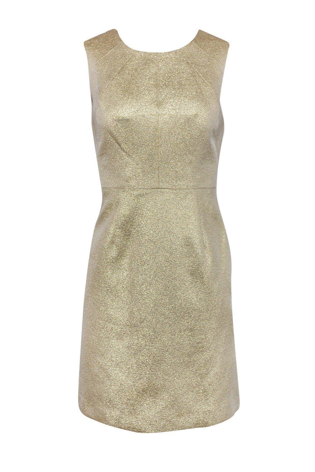 Current Boutique-Shoshanna - Metallic Gold Sheath Dress Sz 2