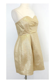 Current Boutique-Shoshanna - Metallic Gold Silk Blend Strapless Dress Sz 0