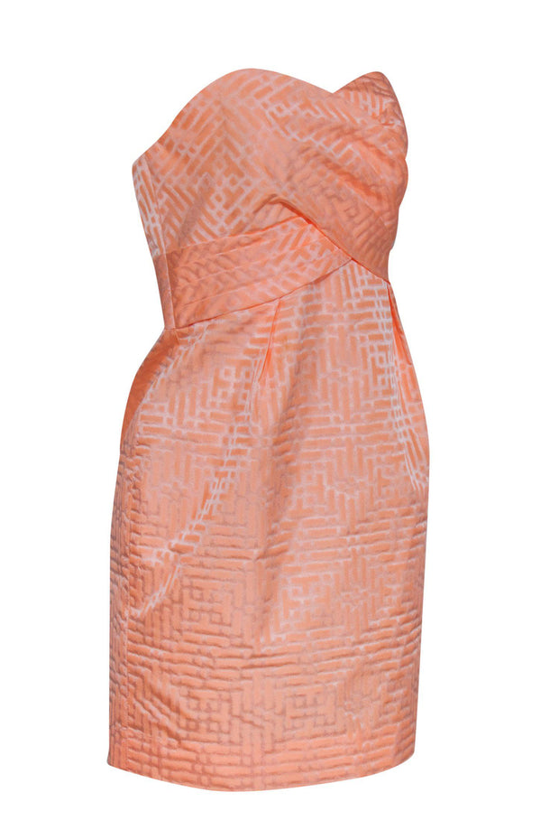 Current Boutique-Shoshanna - Metallic Peach Patterned Strapless Dress Sz 6