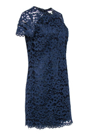 Current Boutique-Shoshanna - Navy Floral Lace Short Sleeve Shift Dress Sz 6