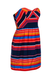Current Boutique-Shoshanna - Navy, Red, & Coral Stripe Print Strapless Sundress Sz 2
