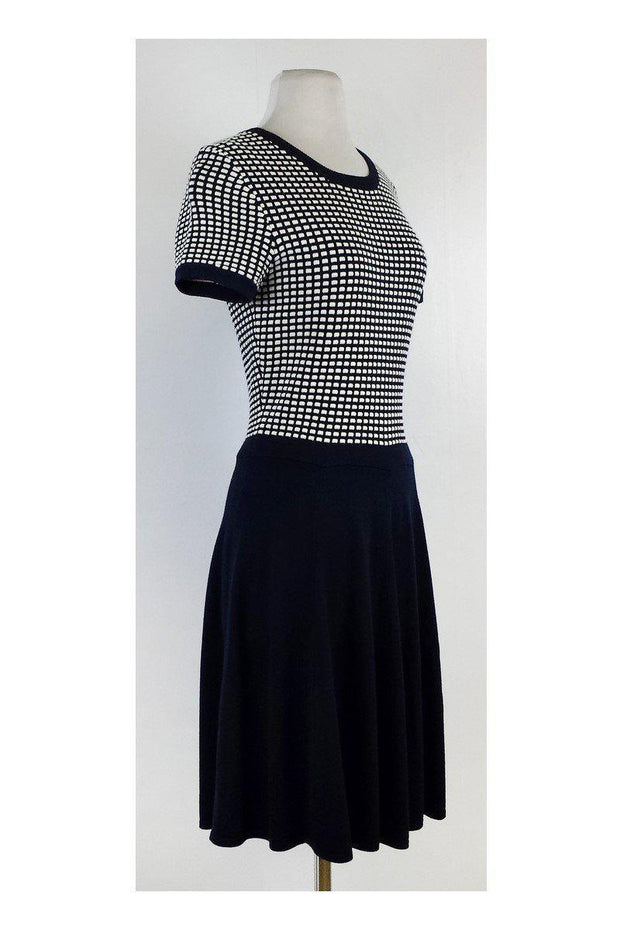Current Boutique-Shoshanna - Navy & White Checkered Short Sleeve Dress Sz M