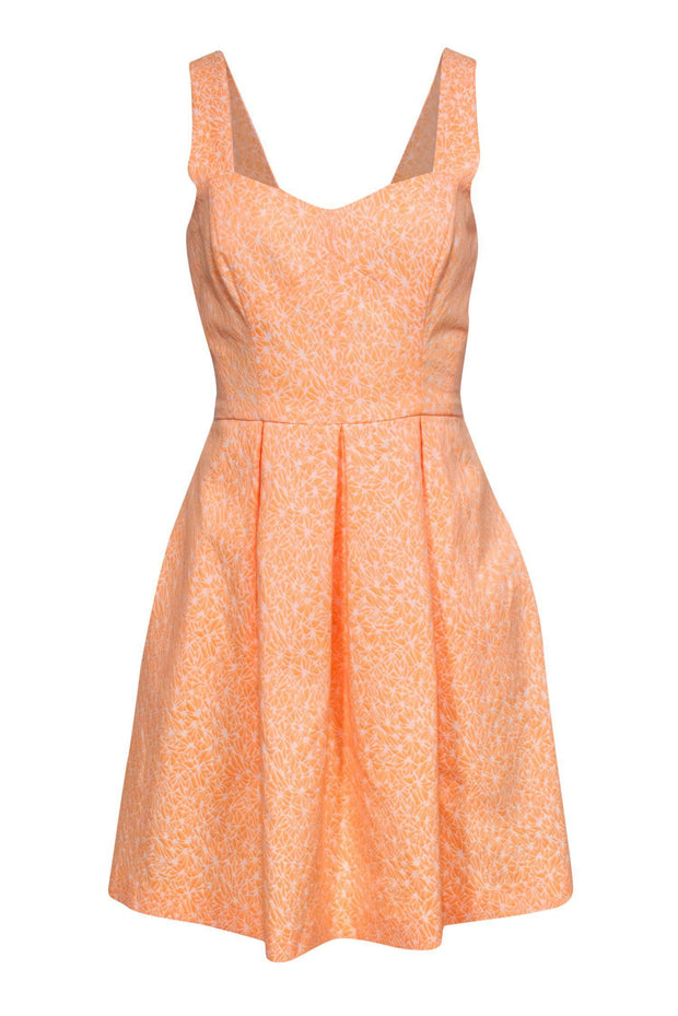Current Boutique-Shoshanna - Neon Orange Patterned Fit & Flare Dress Sz 6