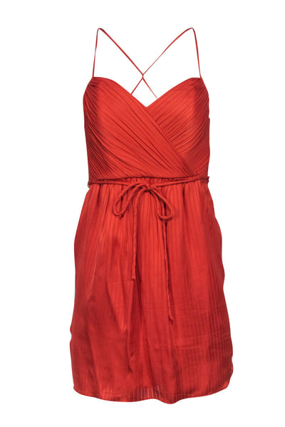 Current Boutique-Shoshanna - Orange Silk Fit & Flare Dress w/ Thin Straps Sz 0