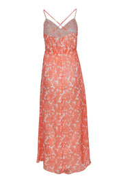 Current Boutique-Shoshanna - Orange & White Printed Silk Maxi Dress w/ Pleating Sz 4
