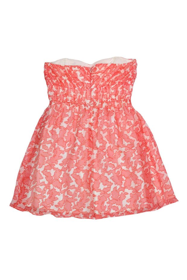 Current Boutique-Shoshanna - Orange & White Silk Strapless Dress Sz 8