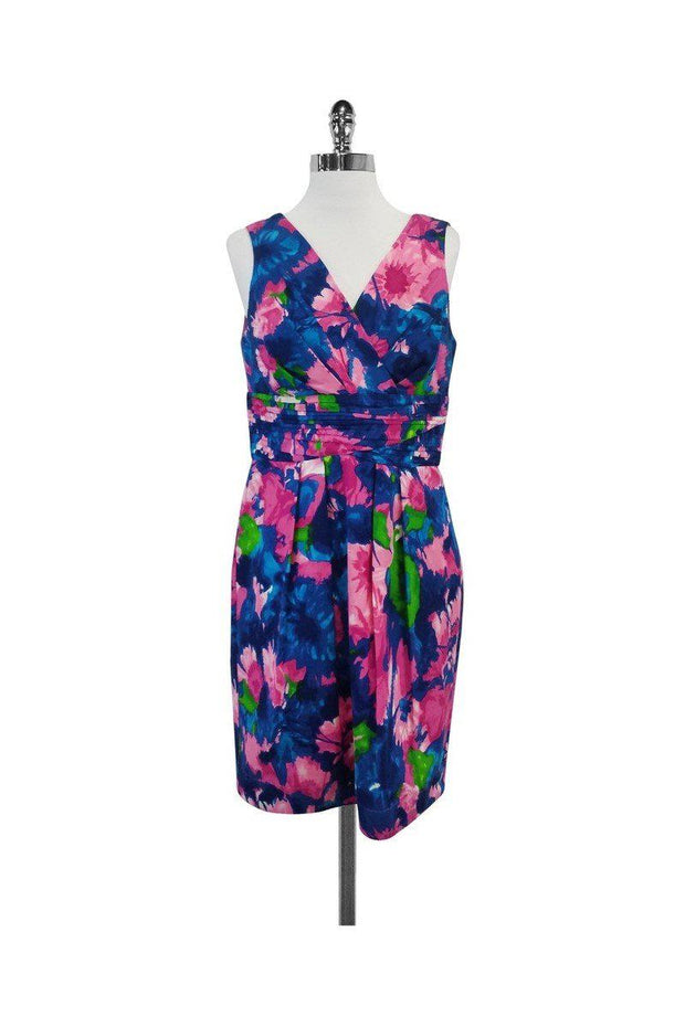 Current Boutique-Shoshanna - Pink, Blue & Green Floral Print Dress Sz 8