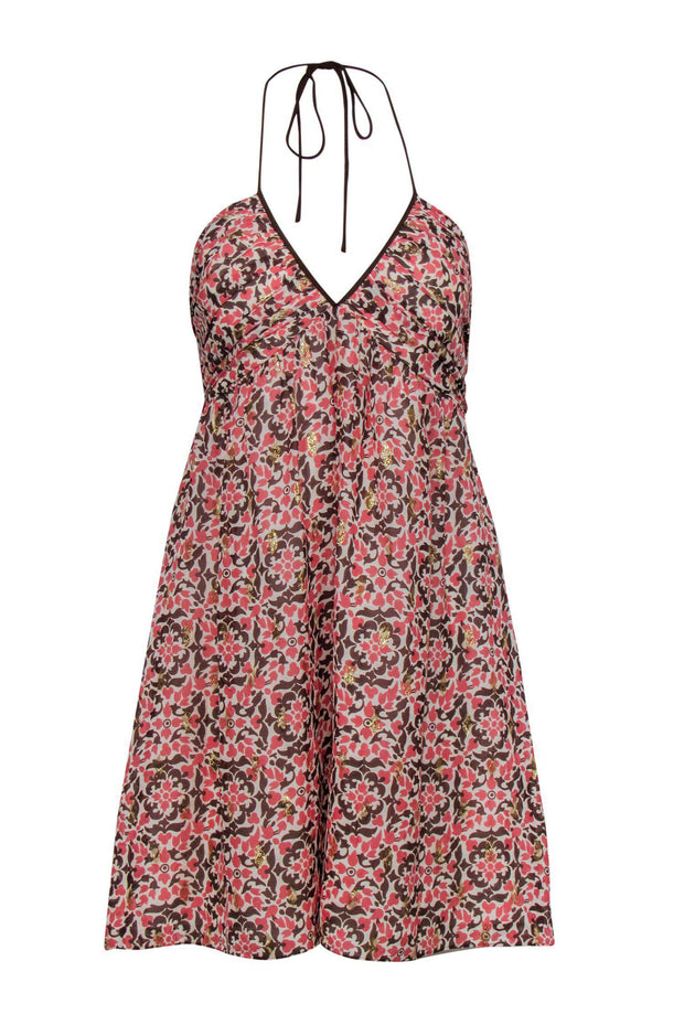 Current Boutique-Shoshanna - Pink & Brown Printed Strappy Dress Sz 8