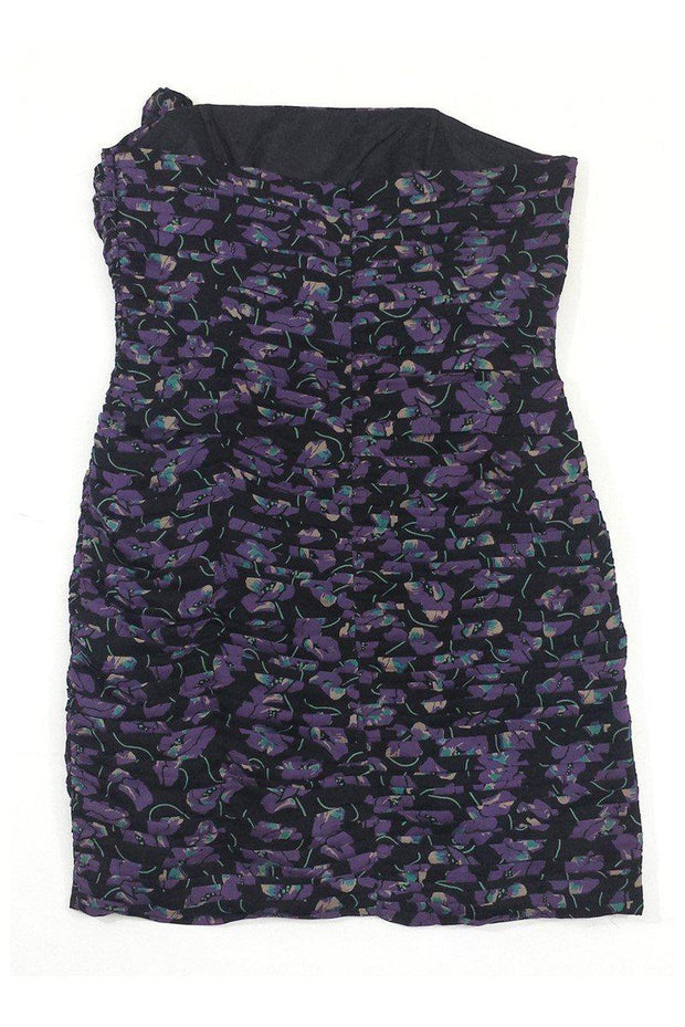 Current Boutique-Shoshanna - Purple & Black Floral Ruffle Silk Dress Sz 10
