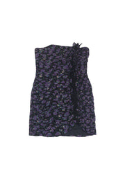 Current Boutique-Shoshanna - Purple & Black Floral Ruffle Silk Dress Sz 10