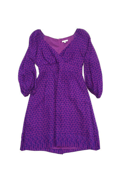 Current Boutique-Shoshanna - Purple & Blue Long Sleeve Geo Print Dress Sz 0