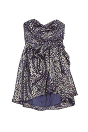 Current Boutique-Shoshanna - Purple & Gold Print Silk Strapless Dress Sz 0
