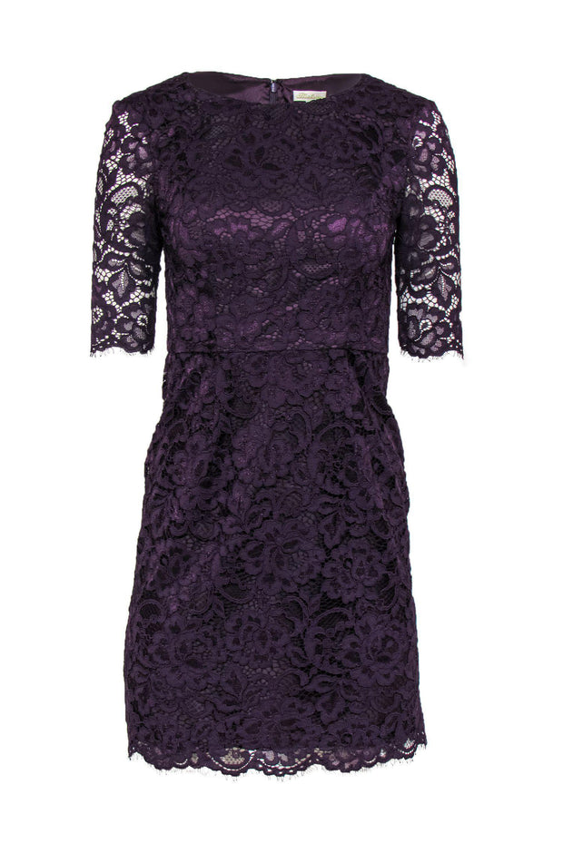 Current Boutique-Shoshanna - Purple Lace Sheath Dress Sz 0
