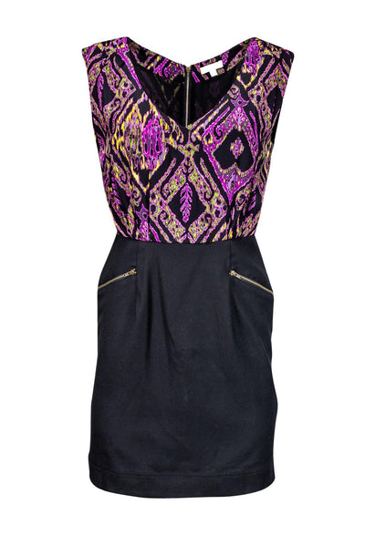 Current Boutique-Shoshanna - Purple Paisley & Black Dress Sz 4