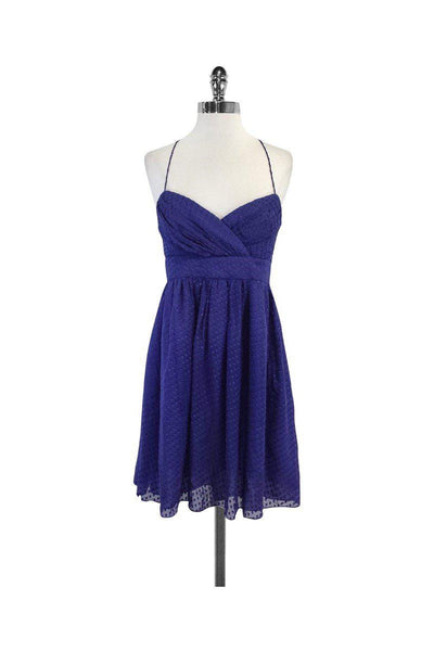 Current Boutique-Shoshanna - Purple Spotted Silk Dress Sz 6