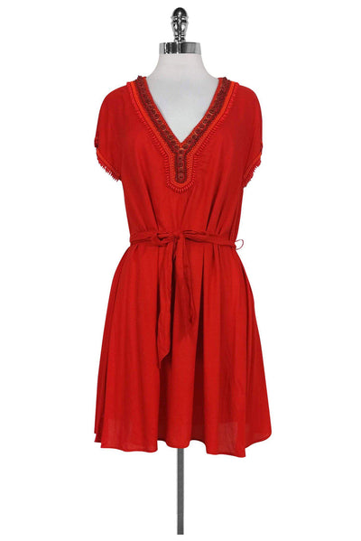 Current Boutique-Shoshanna - Red Beaded Tunic Sz S