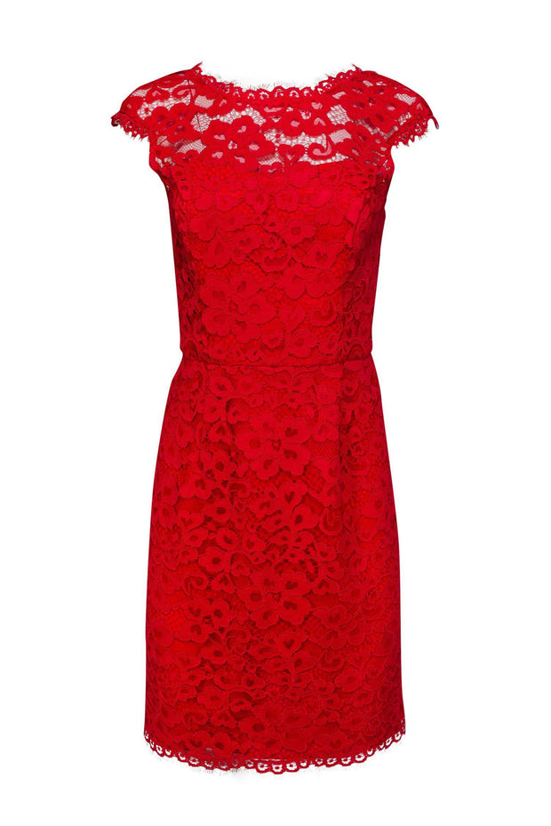 Current Boutique-Shoshanna - Red Cap Sleeve Lace Dress Sz 8