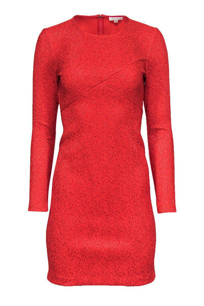 Current Boutique-Shoshanna - Red Metallic Ribbed Bodycon Dress Sz 6