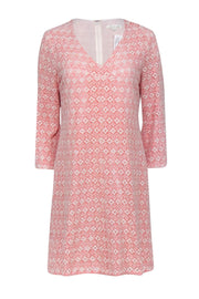 Current Boutique-Shoshanna – Red & White Lace V-Neck Dress Sz 10