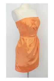 Current Boutique-Shoshanna - Strapless Pleat Dress in Orange Sherbert Sz 8