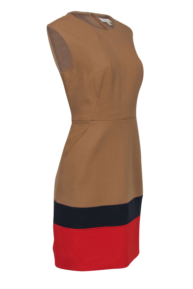Current Boutique-Shoshanna - Tan Layered Hemline Sheath Dress w/ Pockets Sz 10
