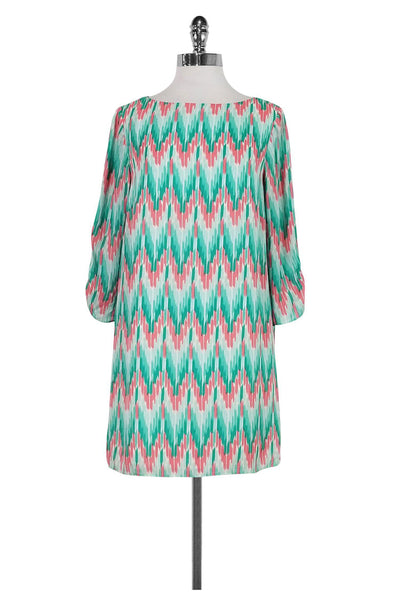 Current Boutique-Shoshanna - Teal & Coral Printed Dress Sz 6