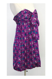 Current Boutique-Shoshanna - Violet & Teal Print Silk Strapless Dress Sz 4