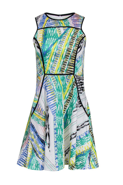 Current Boutique-Shoshanna - White & Multicolor Printed A-Line Dress Sz 2