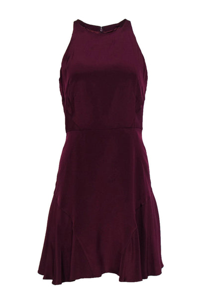 Current Boutique-Shoshanna - Wine Red Silk Satin Flared Cocktail Dress Sz 6