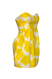 Current Boutique-Shoshanna - Yellow Floral Strapless Dress Sz 4