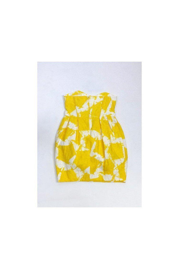 Current Boutique-Shoshanna - Yellow & White Strapless Printed Dress Sz 2