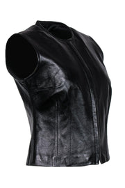 Current Boutique-Siena Studio - Black Leather Clasped Vest Sz S