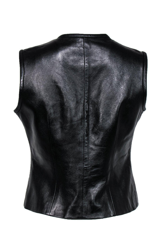 Current Boutique-Siena Studio - Black Leather Clasped Vest Sz S