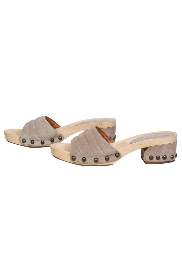 Current Boutique-Sigerson Morrison - Beige Suede Clog-Style Slide Sandals Sz 8