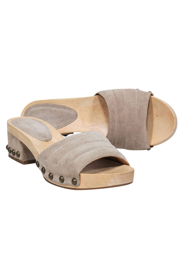 Current Boutique-Sigerson Morrison - Beige Suede Clog-Style Slide Sandals Sz 8