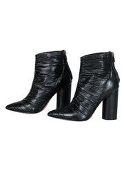 Current Boutique-Sigerson Morrison - Black Leather Ruched Heeled Booties Sz 7