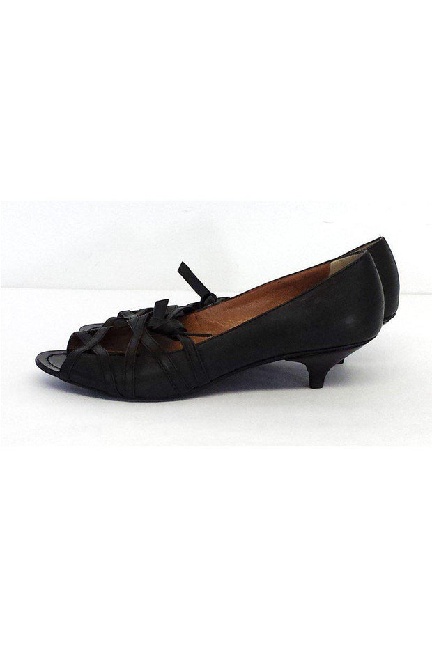Current Boutique-Sigerson Morrison - Black Leather Strappy Kitten Heels Sz 6.5