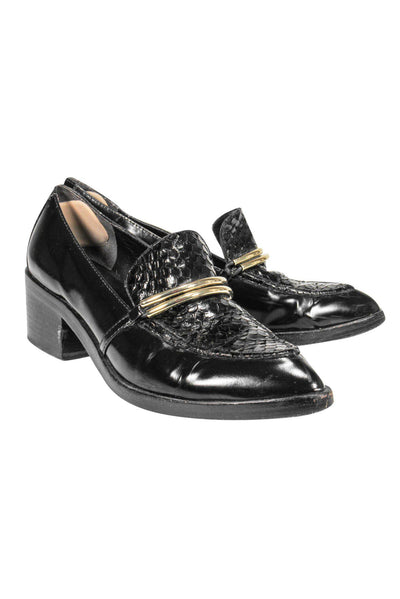 Current Boutique-Sigerson Morrison - Black Pointed-Toe Loafers w/ Lug Sole Sz 7.5