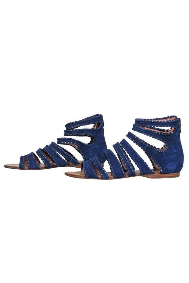 Current Boutique-Sigerson Morrison - Blue Suede Strappy Sandals Sz 8.5